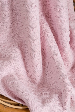 Toffy Toz Pembe Sarmaşık Örgü Bebek Battaniyesi 100x100 Pembe