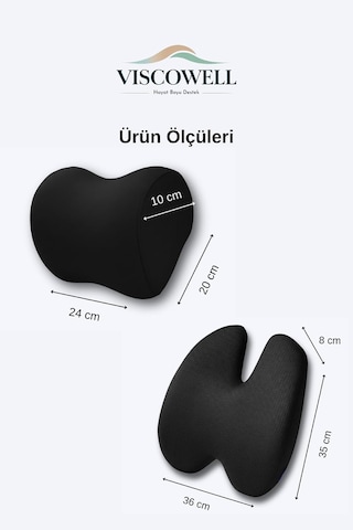 Tr Visco 2li Set Araç Ofis Koltuk Sandalye Bel Destek Minderi Ve Boyun Destek Yastığı Araç Ofis Ve Ev İçin Kullan Diğer