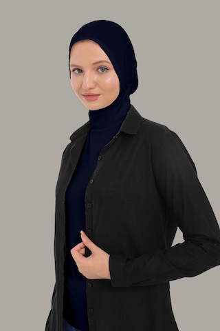 Sonbaharmoda Kadın Uzun Kollu Body Boyunluklu Boneli Tam Badi Boğazlı Likralı Penye Lacivert