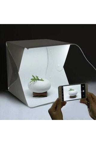 Mey İthalat 20 X 20 Cm Profesyonel Stüdyo Led Işıklı Çift Sıra Ürün Fotoğraf Çekim Çadırı