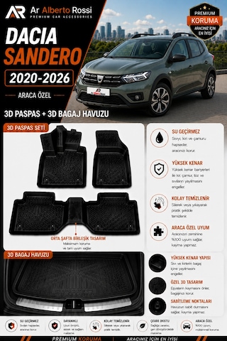 Dacia Sandero 2020-2026 Araca Özel 3d Paspas + 3d Bagaj Havuzu