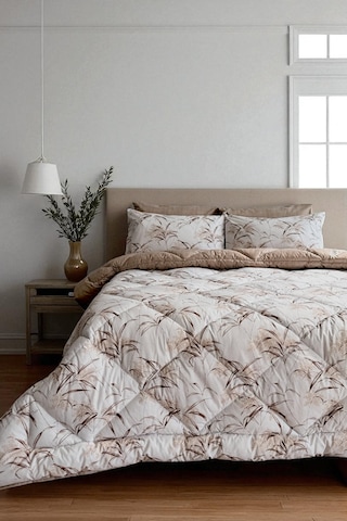 Alla Turca Çift Kişilik 4 Yastık Kılıflı Lastikli Çarşaflı Çift Taraflı Desenli Uyku Seti-natura Sütlü Kahve Sütlü Kahve