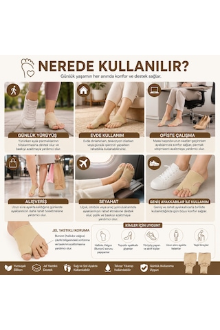 Silikon Destekli / Yastıklı Halluks Valgus İzolasyon Jel Ayak Koruyucu Ayak Parmak Ayırıcı Yumuşak Bunion Düzeltici Parmak Hizalama Ve Günlük Konfor Desteği 1 Çift Beden : M 35-38 -----