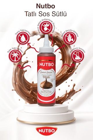 Nutbo Tatlı Sos Sütlü- Waffle& Krep& Pankek& Churros& San Sebastian& Kruvasan& Dondurma Sos 330 Gr