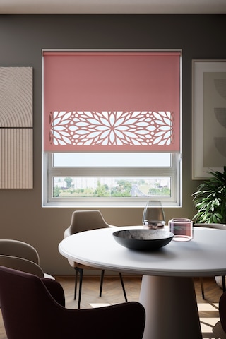 Lazer Kesim Mat Stor Perde, Lazer Kesimli Modern Serisi, M-131006 Gül Kurusu Renk Gül Kurusu