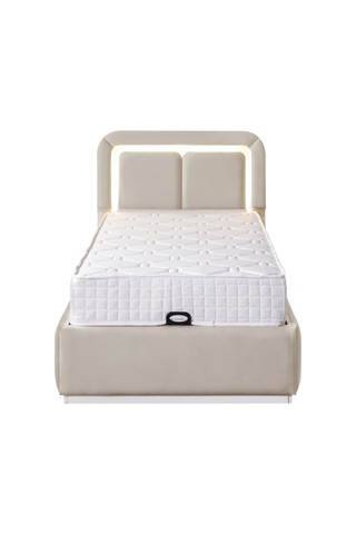 Demonte Baza Seti, Nox Ledli Tek Kişilik Baza Başlık Maxi Yatak Seti, Bej - 100x200 Cm 100 x 200