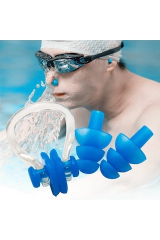 2 Li Set Yüzücü Kulak Tıkacı+ Burun Tıkacı Deniz Havuz Tıkac