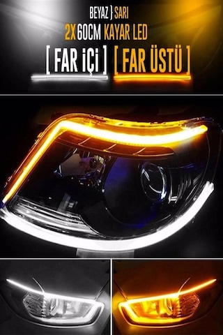 Selamlamalı Açılış Animasyonlu Far Kaşı Beyaz Audi Stil Kayar Led