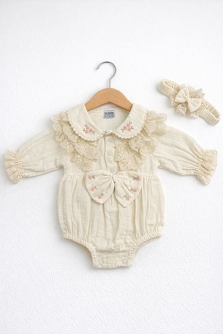 Kardeşler Bebe Müslin Body & Zıbın Dantel Detay Bej
