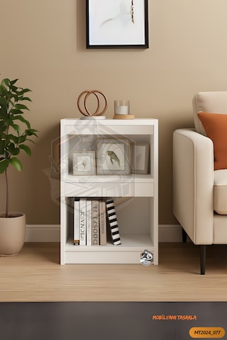 Tamamı Mdf Modern Bölmeli 2 Raflı Bazalı Kitaplık