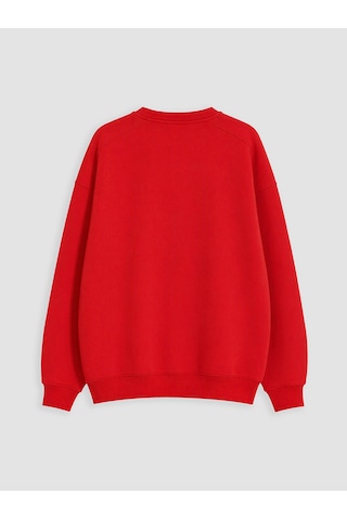 Lcw Everyday Kırmızı Oversize Kadın Kalın Sweatshirt
