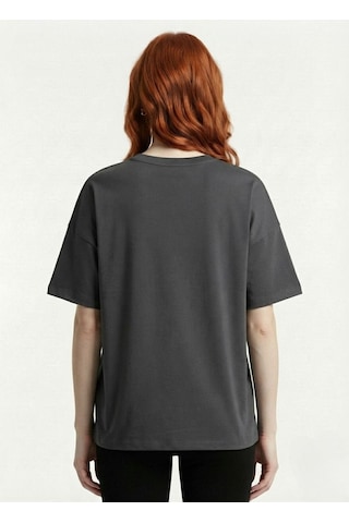 Neden Tekstil Kadın Relaxed Fit Koyu Gri T-shirt