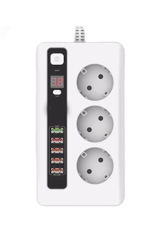 4.2a Usb'li Akıllı 3'lü Priz Zaman Ayarlı 5 Usb 2 Metre Uzatma