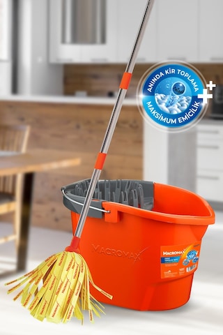 First Pratik Sıkmalı Paspas Seti Yüksek Emici Şerit Mop Ve Kova