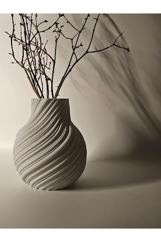Modern Dalgalı Tasarım Dekoratif Vazo 3d Baskı Minimalist Masa Üstü Çiçeklik Beyaz Beyaz Diğer
