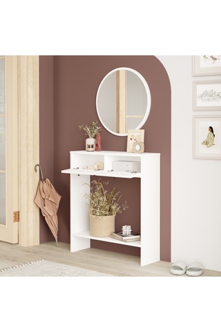 Yurudesign Larris Aynalı Dresuar 2 Kapaklı Beyaz LR1-W Beyaz