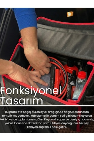 Araç Bagaj Düzenleyici Organizer Deri Kaymaz Cırt Bantlı Geniş Hacimli Çanta,su Geçirmez A4