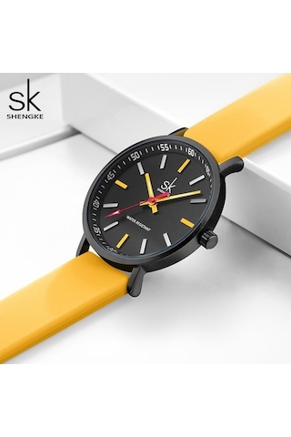 Novahub Siyah Shengke Spor Kadın Saat, Yeni Tasarım Sk Kuvars, 34mm Yuvarlak Kadran, Siyah Silikon Kayış, Kadın İçin, Ce Sertifikalı Çok Renkli