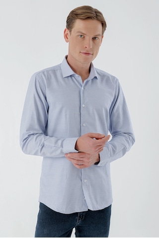 Morven Erkek Mavi Trend Baskılı Desenli İtalyan Yaka Slim Fit Gömlek 24mc004015300 Mavi
