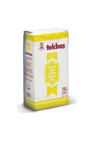 Tekbaş Un Sarı Durum Buğday Unu  Makarnalık Eriştelik 25 KG