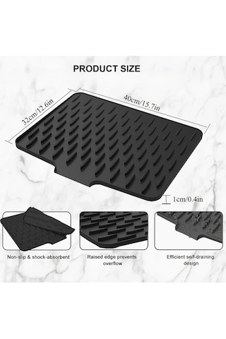 Trendooze Gaojunshop01 Kaymaz Siyah Silikon Altlık 15.75x12.6 Isıya Dayanıklı Mutfak Ürünü