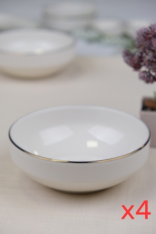 Tabak Evi Porselen Natura Çuha Altın Yaldız Kase 13,50cm 4 Lü Çok Renkli