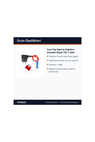 Trobus Fuse Tap Sigorta Çoğaltıcı Standart Bıçak Tipi 1 Adet Diğer