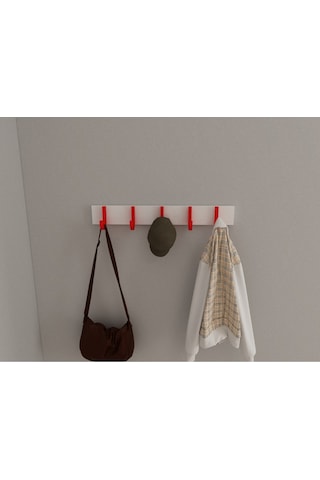 Hepsi3boyutlu Modern Duvar & Kapı Baston Askılık - 5 Adet Kırmızı J Askılık - Model No : 6 Kırmızı