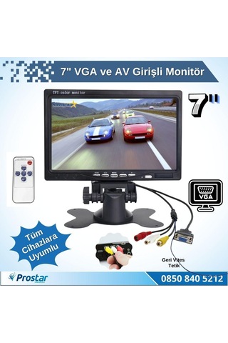 7" Vga Ve Av Girişli Araç Monitörü