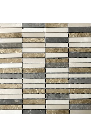 Doğaltaş 30,5X30Cm Mermer Mix Mutfak Tezgah Arası Fileli Cilalı