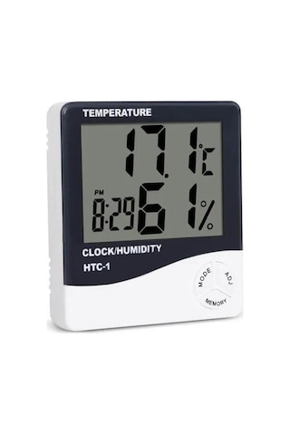 Dijital Lcd Elektronik Alarm Saat Termometre Higrometre Hava İstasyonu Kapalı Alan Masa Saati Beyaz Siyah