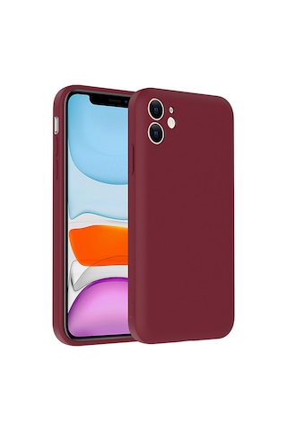 Apple Uyumlu iPhone 11 Kılıf Kamera Korumalı Kartlık Hazneli Zore Vitra Kapak Mürdüm