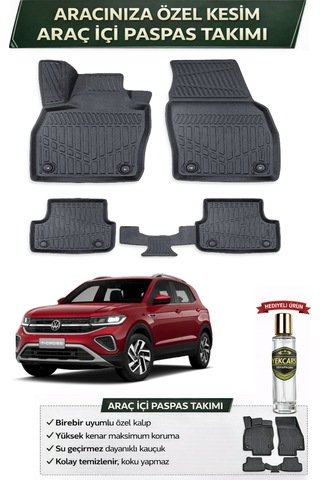 Volkswagen T-cross 2023 Model Aracınıza Özel Üretim Esnek Kauçuk Paspas Takımı