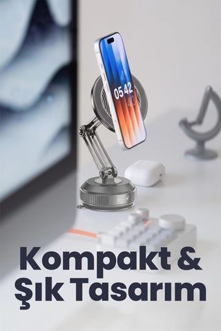 Ven-dens Vd-hd072 Manyetik Telefon Tutucu, Araç Konsolu Ve Masaüstü Kullanım, 360 Döner, Siyah