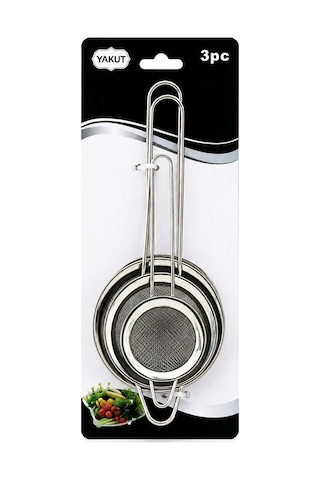 Vaveni 3'lü Mini Tel Süzgeç Seti 5-7-8 Cm Metal Çerçeve Arz