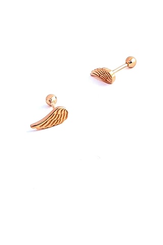 Melek Kanadı Figürlü 925ayar Gümüş Rose Tragus Kıkırdak Piercing Altın