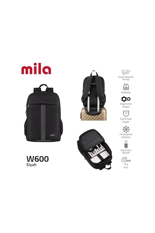 15.6 İnch Mila Serisi W600 -,mac Air Uyumlu Reflektörlü - Laptop Sırt Çantası - Siyah