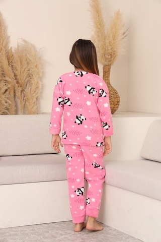 Miniğimin Cicileri Panda Desenli Welsoft Kız Çocuk Pijama Tak... Pembe