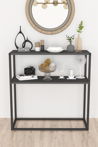 Bofigo Metal Ayaklı Dresuar Dekoratif Raflı Dresuar Antrasit