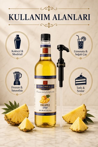 Simonelli Ananas Aromalı Kahve ve Kokteyl Şurubu 700 ML + Pompa