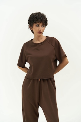 Mai Collection Mai Studios Co. Vero Kahve Crop Eşofman Takım Kahverengi