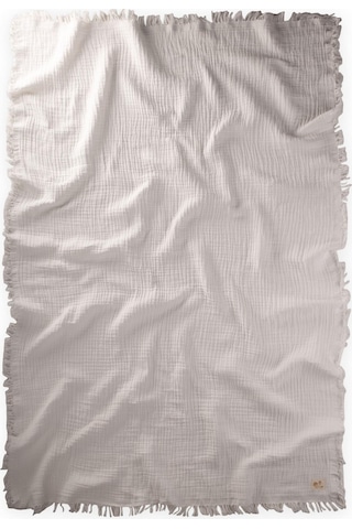 Cigit Dört Kat Püsküllü Battaniye 80x120 Cm Ekru Ekru