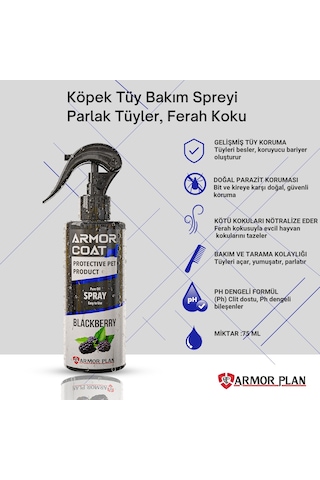 Armor Coat Köpek Bakım Spreyi Böğürtlen Kokulu 75 Ml
