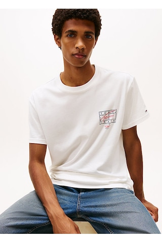 Tommy Hilfiger Tjm Regular Fit Ekru Pamuklu Erkek T-shirt-12261 Beyaz