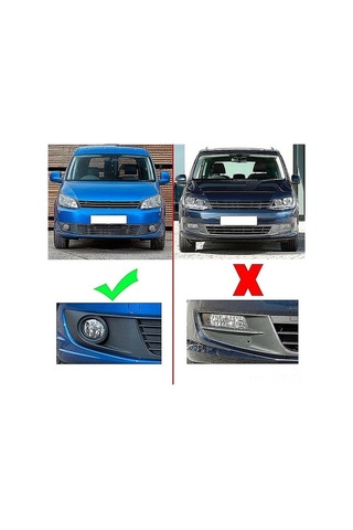 Flybuy Touran Caddy 2010-2015 İçin Ön Tampon Sağ Sis Farı Izgarası Abs, Siyah-gümüş