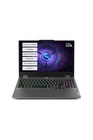 Lenovo LOQ 15IAX9 83GS00R7TR i5 12450HX 8 GB 512 GB SSD RTX3050 Free Dos 15.6" Dizüstü Bilgisayar