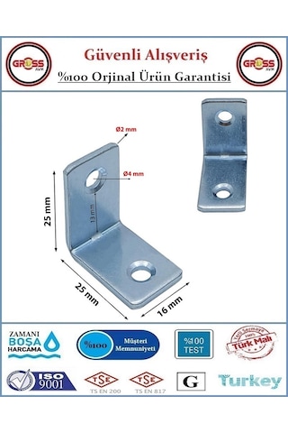 Masa Gönye - 15x25x25 Mobilya Bağlantı L Köşebenti - 10 Adet Saten