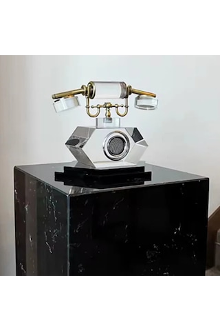 Antika Telefon Tasarım Cam Masaüstü Aksesuarı,eskitme Gold Lüks Ofis Masası Aksesuarı