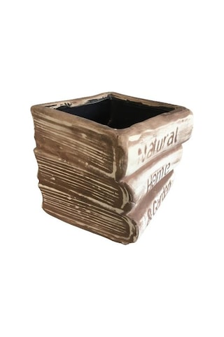 Orta Boy Dekoratif Eskitme Kitap Saksı Kahve Köpüğü
