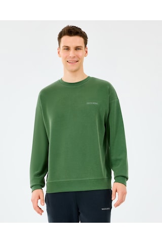Skechers M Loose Crewneck Sweatshirt Erkek Haki Sweatshirt S2510041-4255 Haki